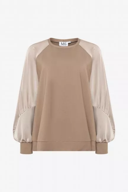 Свитшот трикотажный с комбинированным рукавом