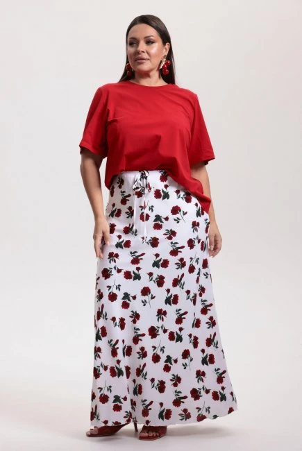 Юбка слип с принтом розы и подкладкой – большой размер Plus Size – фото каталога