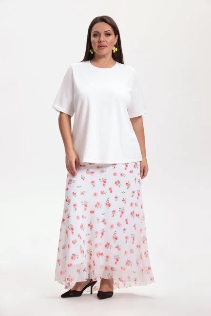 Юбка макси слип с подкладкой и принтом – большой размер Plus Size – фото каталога