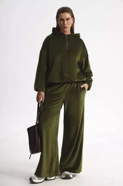 Брюки палаццо из велюра