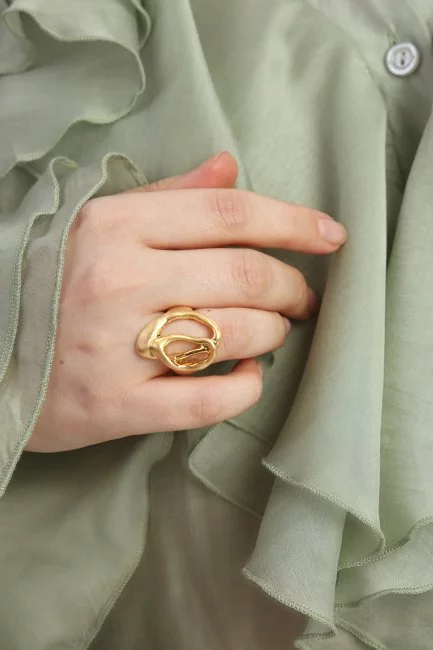 Кольцо золотое кофе