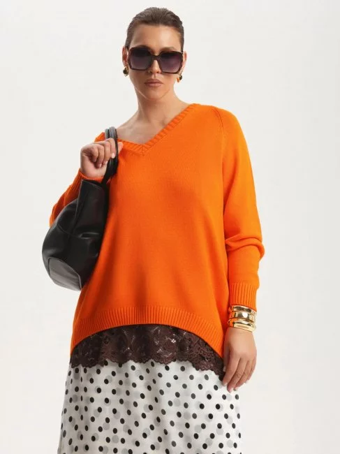Пуловер оранжевого цвета из вискозы