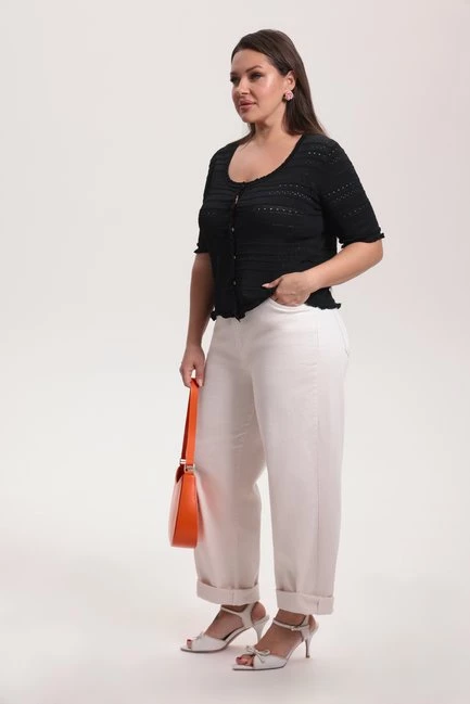 Кардиган с коротким рукавом и перфорацией – фото – Plus Size 50–64 – Моно-Стиль