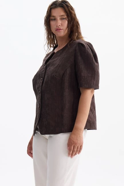 Блузка с фактурным рисунком и коротким рукавом – большой размер Plus Size – фото каталога