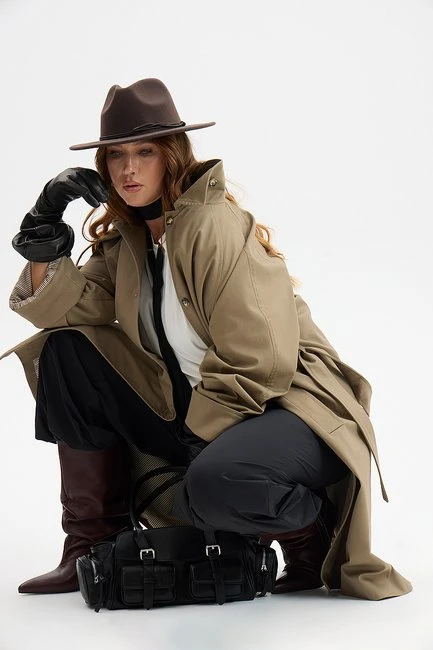 Тренч однобортный с рукавом реглан – большой размер Plus Size – фото каталога