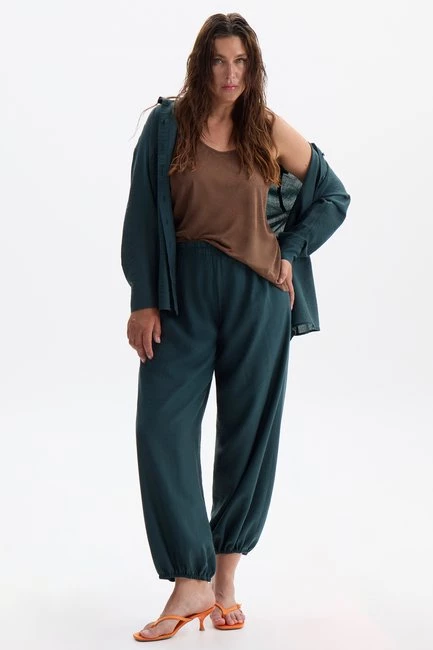 Блузка из жатого изумрудного тенселя – большой размер Plus Size – фото каталога