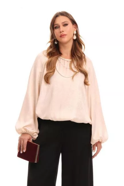 Блузка с рукавом реглан и металлизированным блеском
