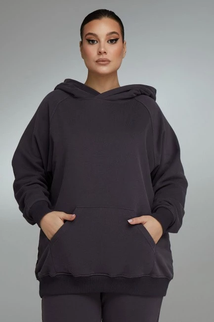 Трикотажное худи relaxed fit в оттенке графит