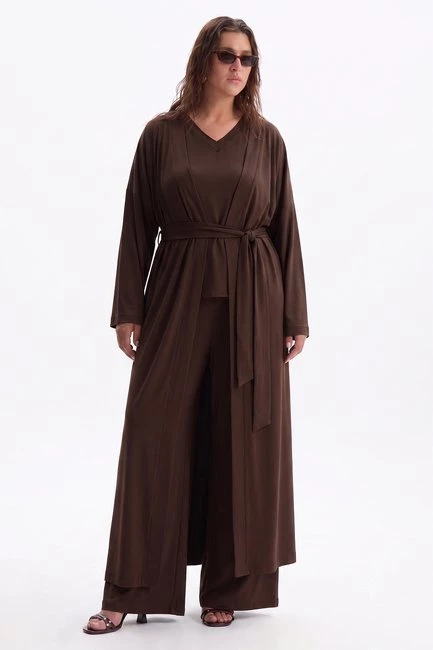 Кардиган из модала коричневого цвета – большой размер Plus Size – фото каталога