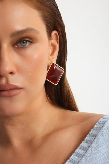 Серьги Брусника бордо