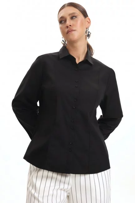 Рубашка из slim черного цвета на рост 164