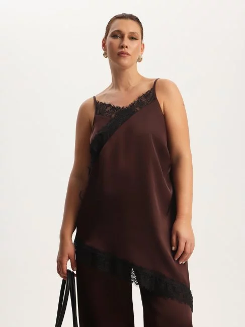 Туника с кружевом и тонкими лямками