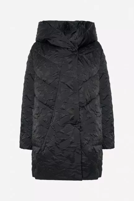 Пуховик миди из рельефной ткани