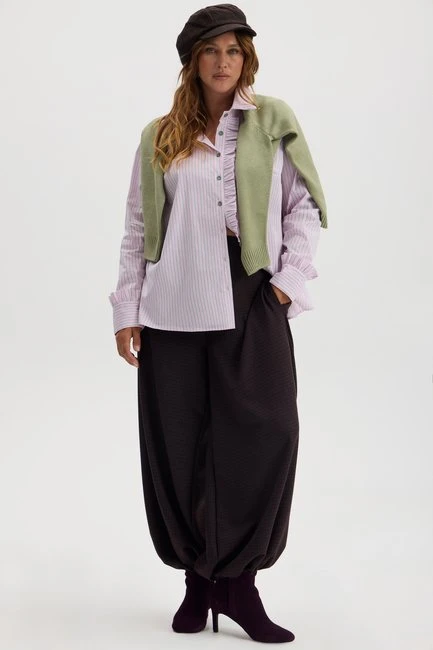 Брюки баллоны из костюмной ткани в клетку – большой размер Plus Size – фото каталога