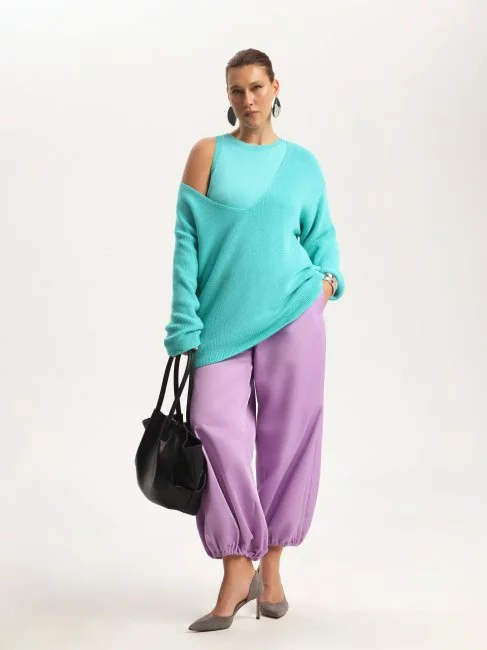 Комплект из вязаного трикотажа майка и пуловер