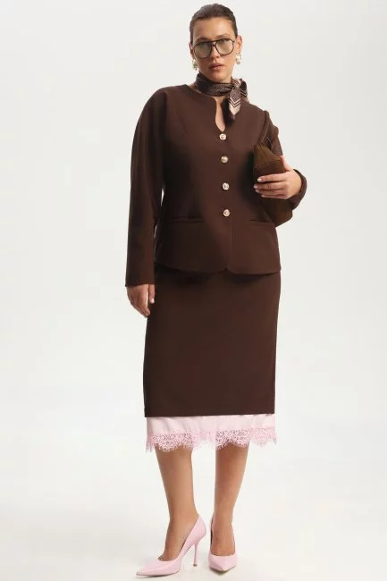 Юбка карандаш с подкладкой и кружевом