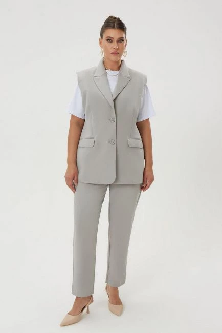 Брюки слаксы из серого хлопка