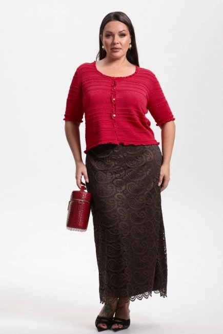 Юбка карандаш макси из кружева на подкладке – большой размер Plus Size – фото каталога