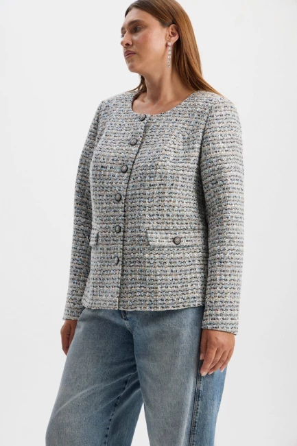 Жакет с пайетками и золотой нитью из твида – фото – Plus Size 50–64 – Моно-Стиль