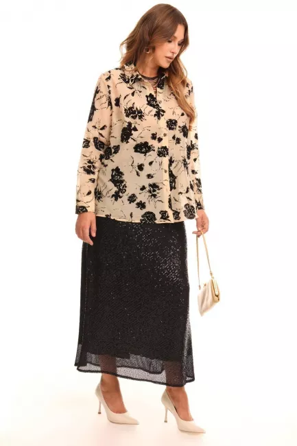 Блузка с набивным бархатным принтом