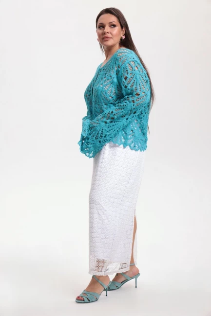 Кардиган кроше из хлопка – фото – Plus Size 50–64 – Моно-Стиль