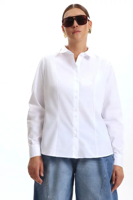 Рубашка slim из хлопка белого цвета на рост 164