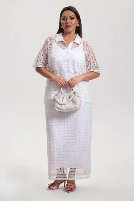 Юбка из кружевного шитья на подкладке – фото – Plus Size 50–64 – Моно-Стиль