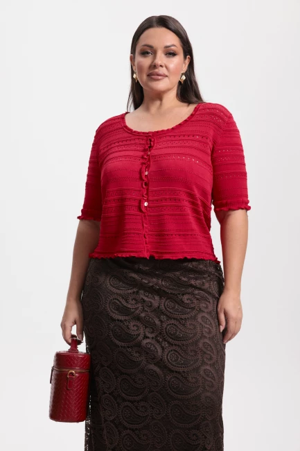 Кардиган с коротким рукавом из трикотажа – фото – Plus Size 50–64 – Моно-Стиль