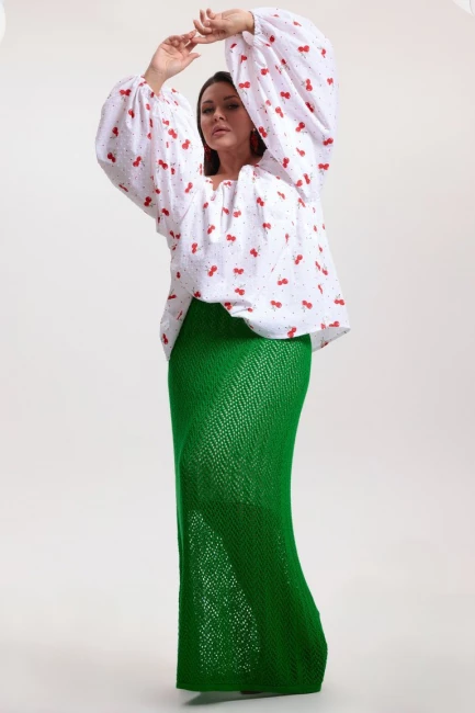 Блузка кантри с английской вышивкой – фото – Plus Size 50–64 – Моно-Стиль