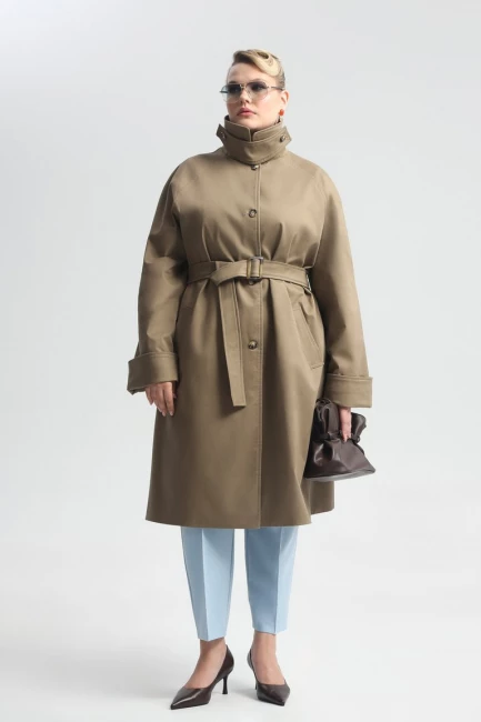 Тренч однобортный с рукавом реглан – фото – Plus Size 50–64 – Моно-Стиль