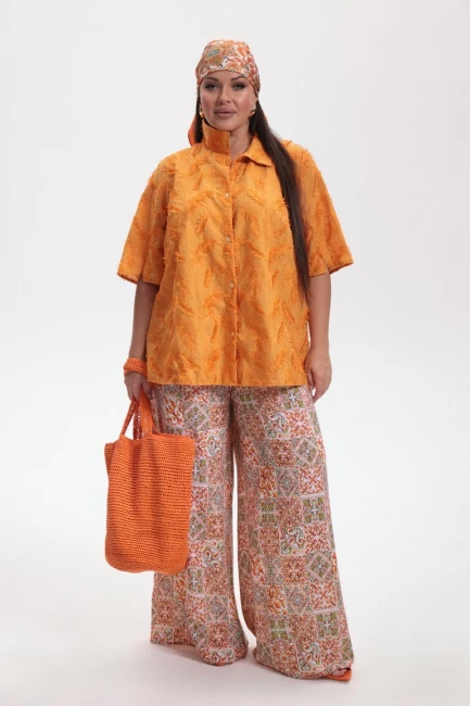 Оранжевая блузка из шитья – фото – Plus Size 50–64 – Моно-Стиль