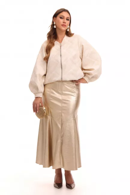 Юбка годе из тисненой экокожи