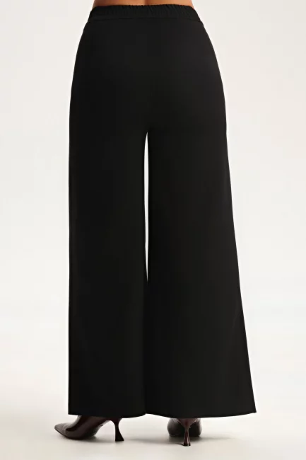 Брюки палаццо черного цвета из смесовой шерсти
