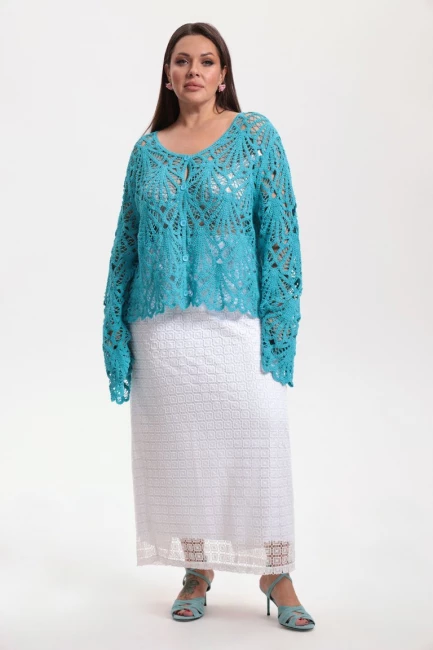 Кардиган кроше из хлопка – фото – Plus Size 50–64 – Моно-Стиль