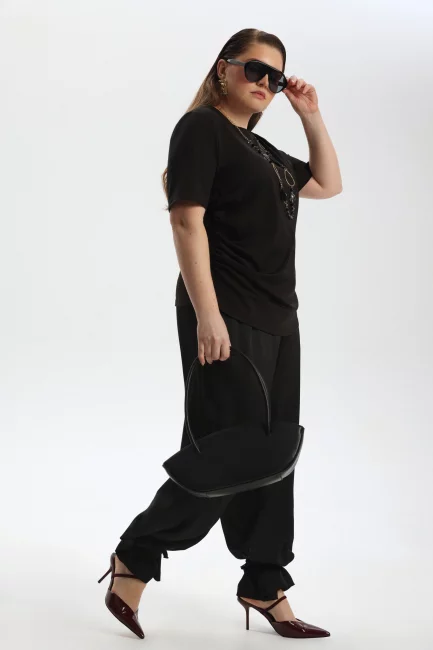 Брюки палаццо из шелка с застежкой энкл тай