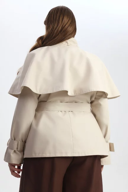 Тренч миди со съемной пелериной