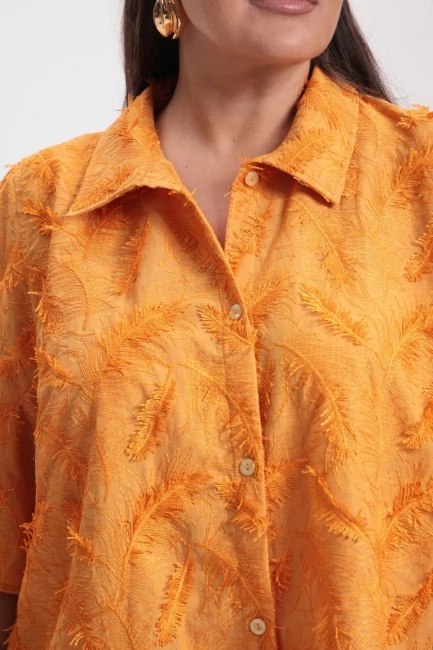 Оранжевая блузка из шитья – фото – Plus Size 50–64 – Моно-Стиль