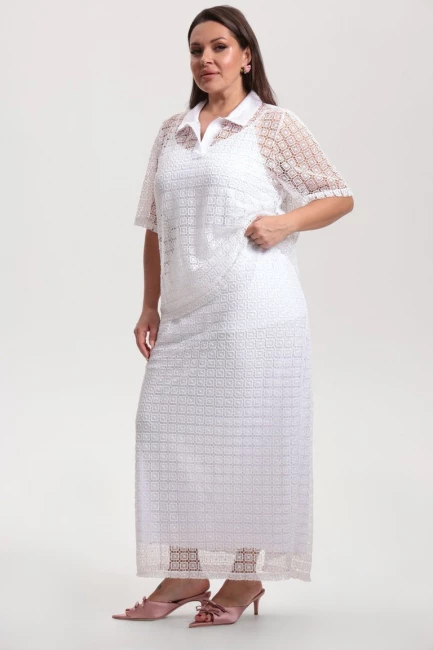 Блузка из кружевного шитья с топом – фото – Plus Size 50–64 – Моно-Стиль