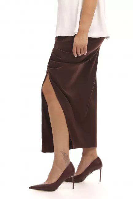 Юбка макси из шелка с боковой драпировкой купить в магазине модной женской одежды больших размеров моностиль