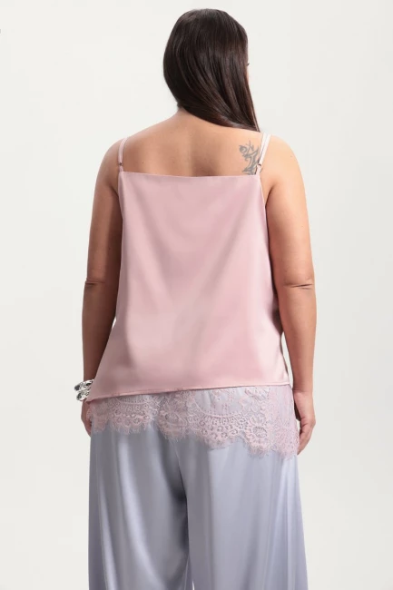 Топ розового цвета с кружевом – фото – Plus Size 50–64 – Моно-Стиль