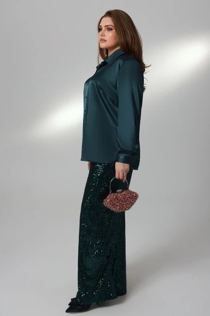 Брюки палаццо на подкладке с пайетками