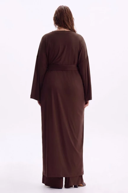 Кардиган из модала коричневого цвета – фото – Plus Size 50–64 – Моно-Стиль