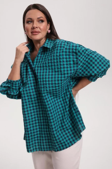 Рубашка оверсайз с необработанными швами – фото – Plus Size 50–64 – Моно-Стиль