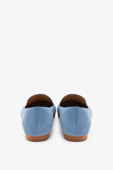 Венецианские лоферы из голубой замши