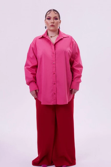 Рубашка relaxed fit из хлопка в оттенке фуксия