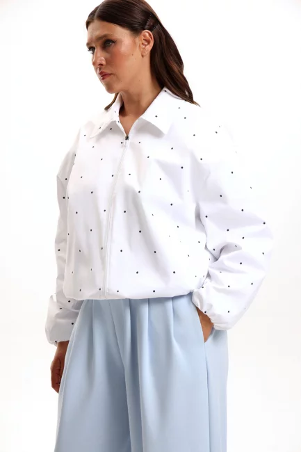 Бомбер с принтом горох