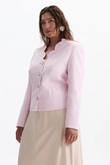 Жакет с фигурным бо́ртом из хлопка – фото – Plus Size 50–64 – Моно-Стиль