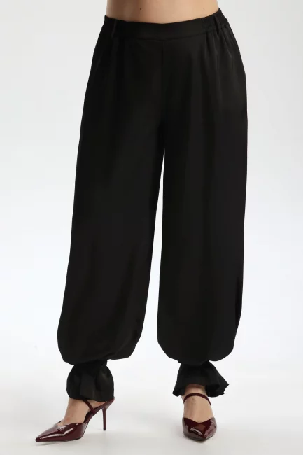 Брюки палаццо из шелка с застежкой энкл тай