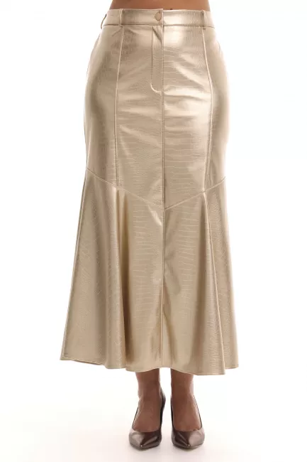 Юбка годе из тисненой экокожи