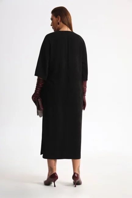 Платье кимоно макси с разрезами и напылением